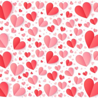 HEART32 Pink and Red Paper Hearts on White